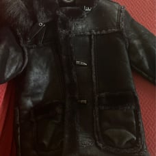 Fur black kids coat
