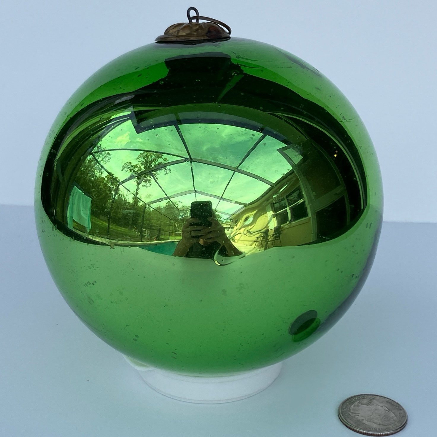 5 Emerald Green German Kugel Glass Ornament