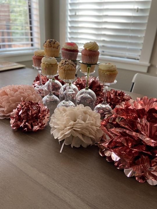 20 PCS Rose Gold Party Decorations - Metallic Foil and Tissue Paper Pom Poms - B