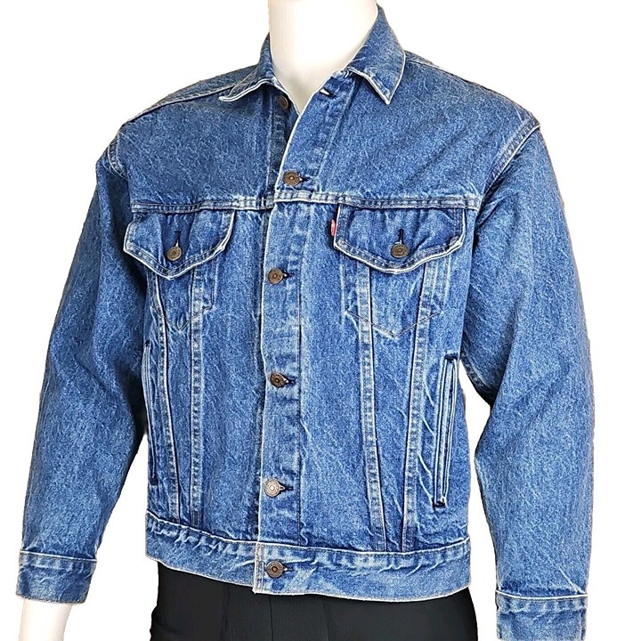 Vtg Levis Trucker Jacket Mens Sz S 70507 Red Tab Distressed Blue Denim USA Made