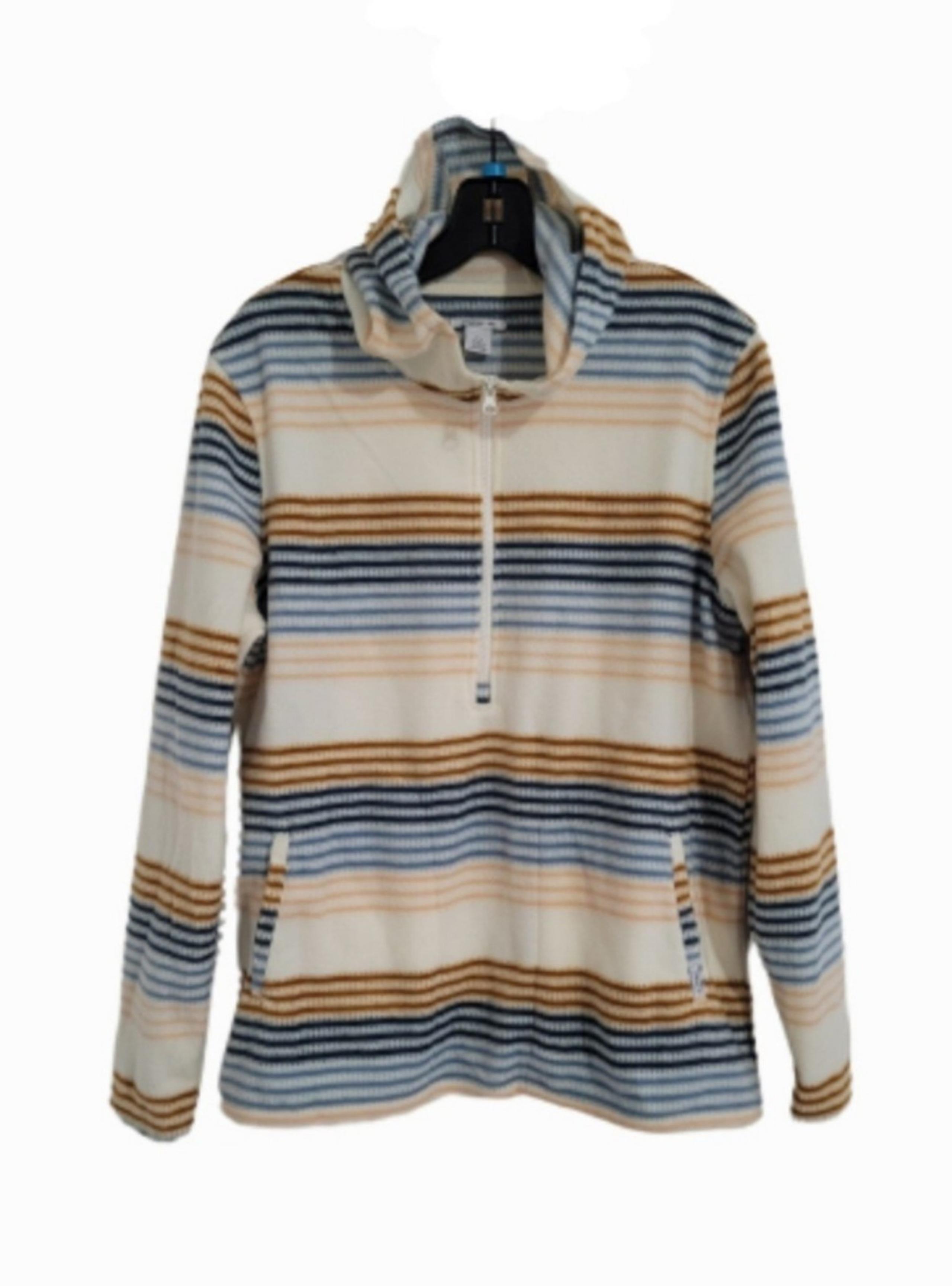 O'neill Hooded Zip-up Sweater Women's Size M Soft Cream Striped