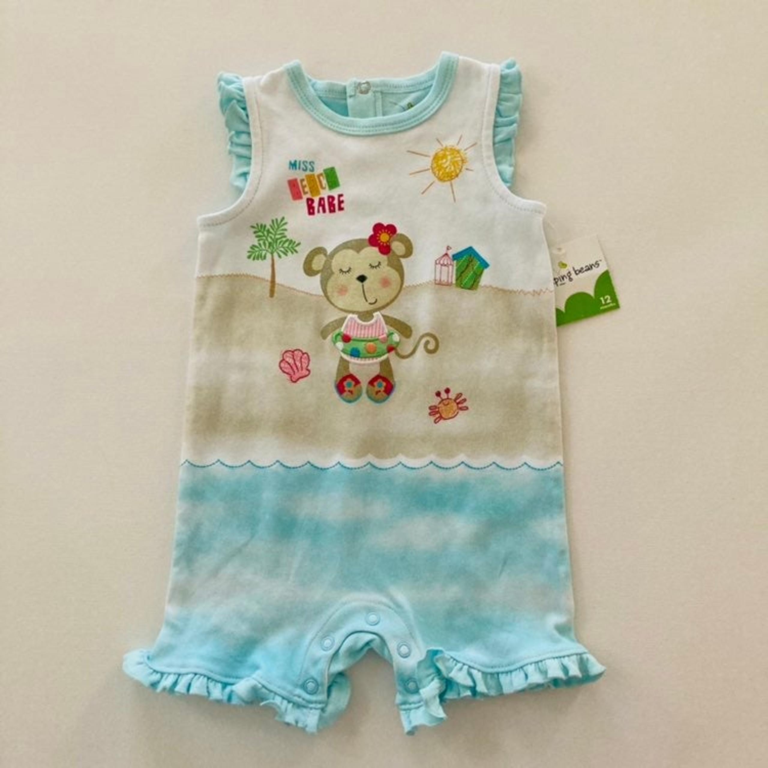 Baby Girl 12 Months Aqua Blue Romper