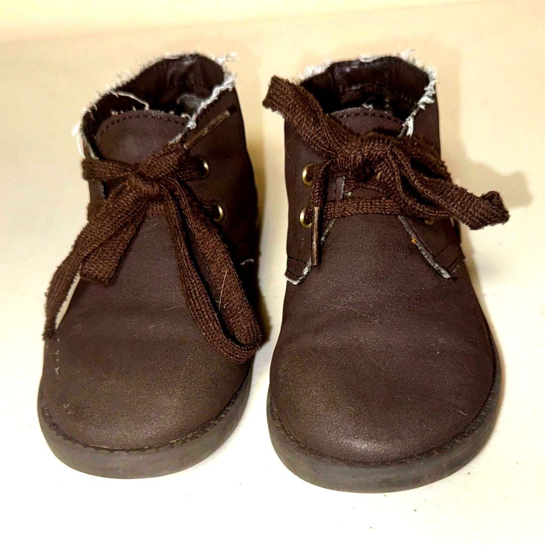 Brown Boots Toddler Boy 10 Uniform Lace Up Low Ankle Chukka Shoes Preppy Outdoor