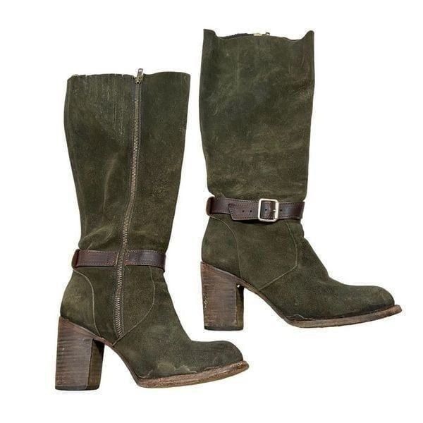 Ladies Freebird Holland Green Suede Tall Boots Size 10
