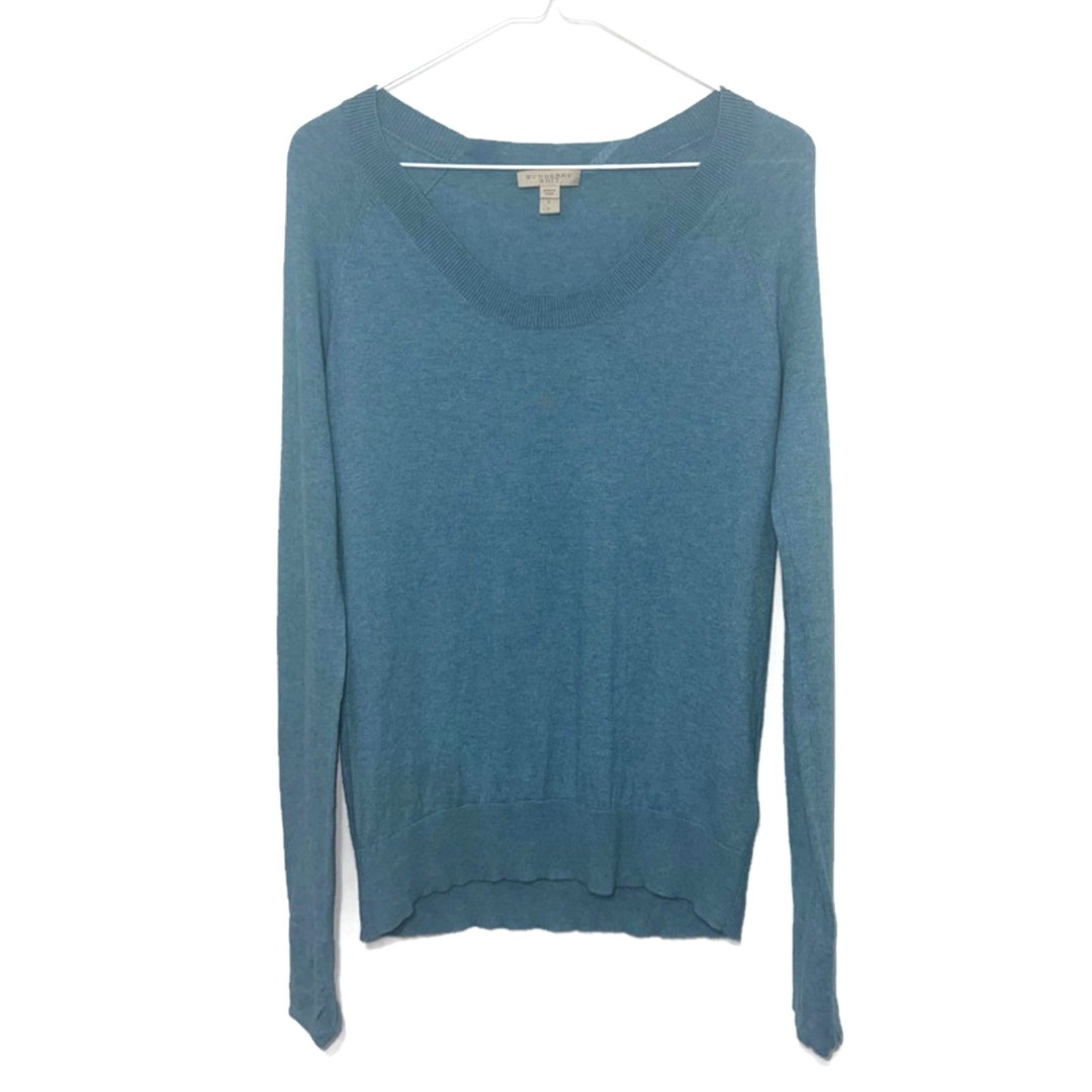 Burberry Brit Cashmere/Cotton Blend Scoop Neck Sweater - Heathered Teal Blue S