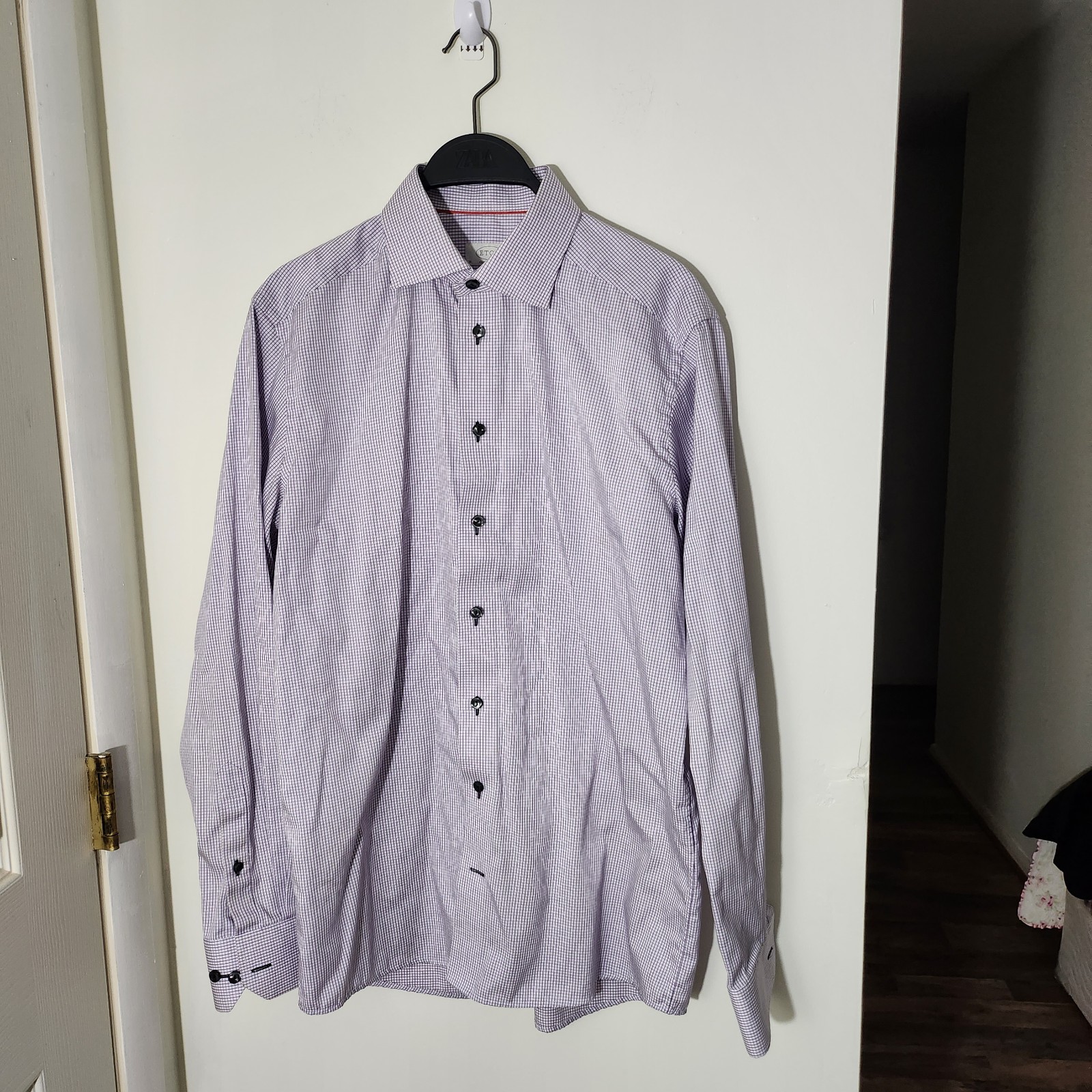 Eton Men's Contemporary-Fit Check Shirt - Purple - Size 15.5.