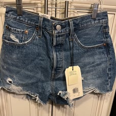 Levi's Premium 501 Cutoff Micro Jean Shorts High Rise Denim Women's Sz 28 NWT