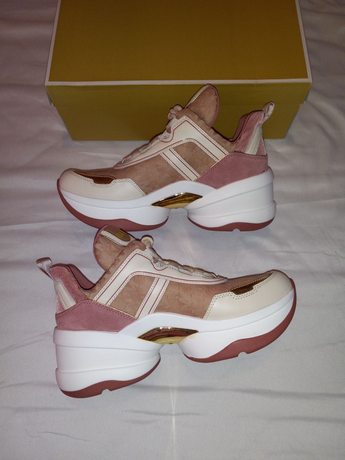 Michael Kors Olympia Mixed-Media Trainer Sneakers