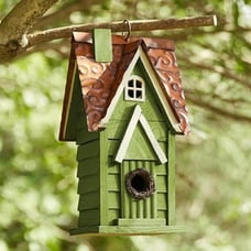 NEW 12 H Green Hanging Distressed Solid Wood Garden Bird House Decorative