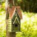 NEW 12 H Green Hanging Distressed Solid Wood Garden Bird House Decorative
