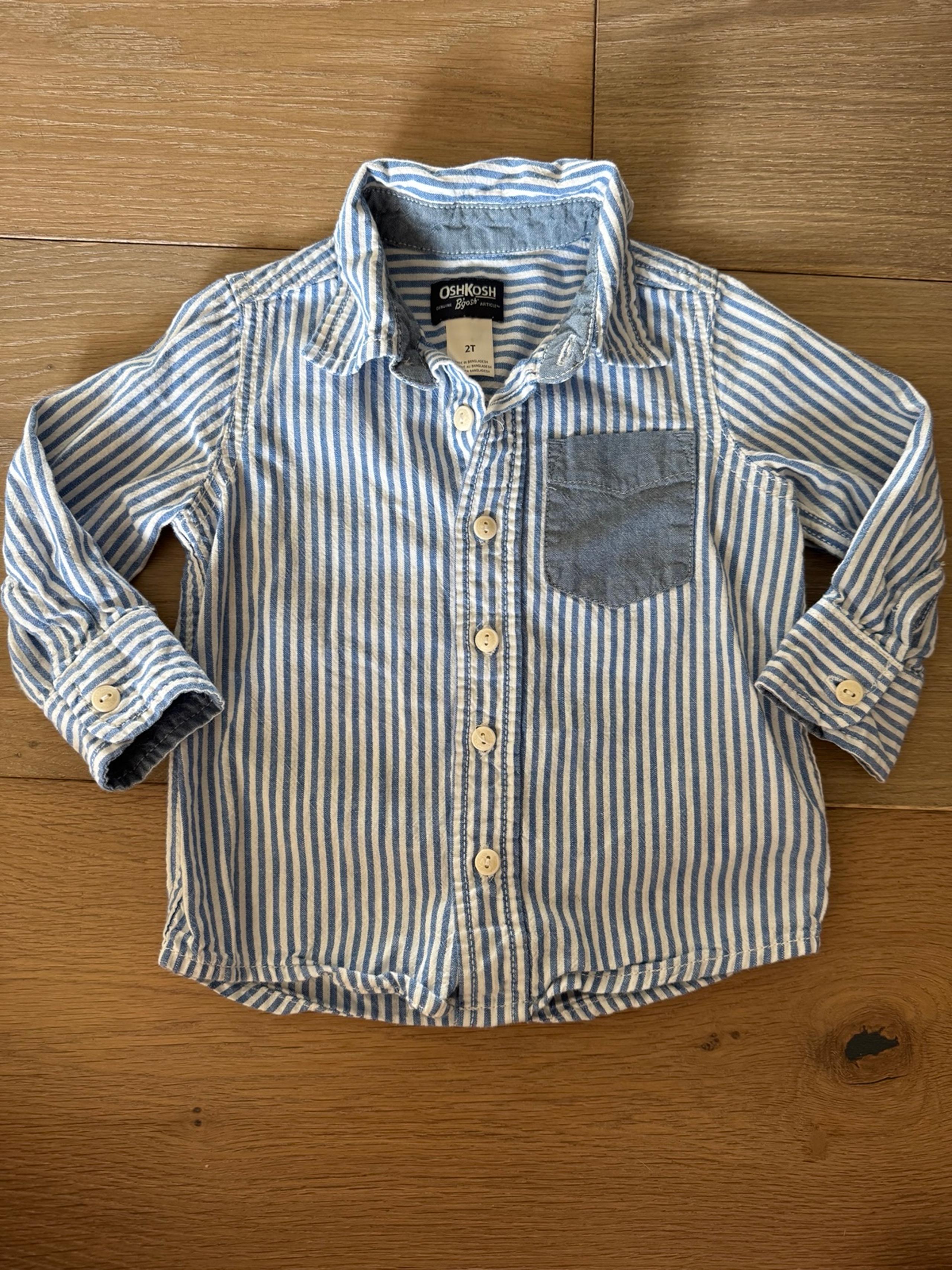Oshkosh Toddler Blue Denim Striped Button Down Shirt