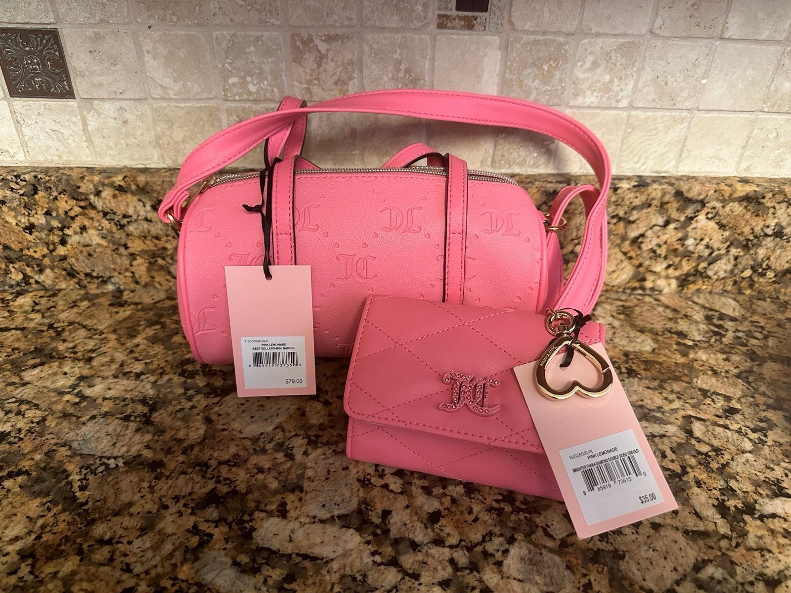 Juicy Couture Mini Barrel bag & wallet - Pink Lemonade