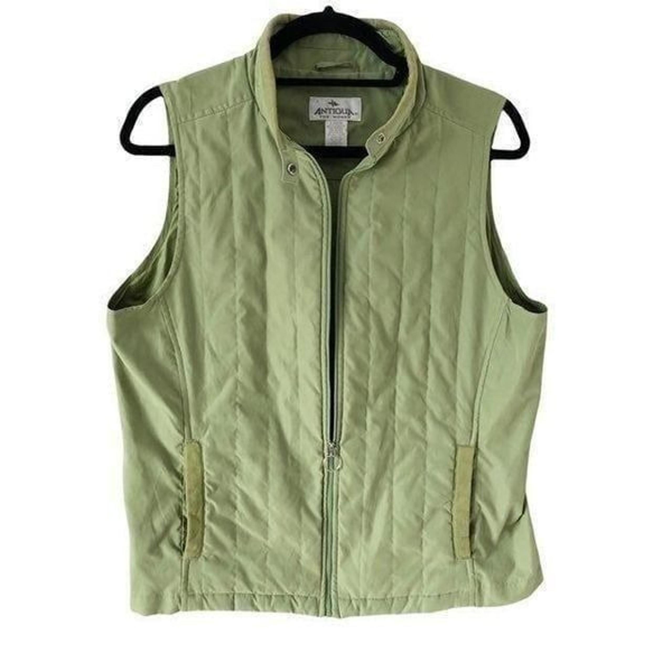 Antigua Green Full Zip Lightweight Vest Size Large