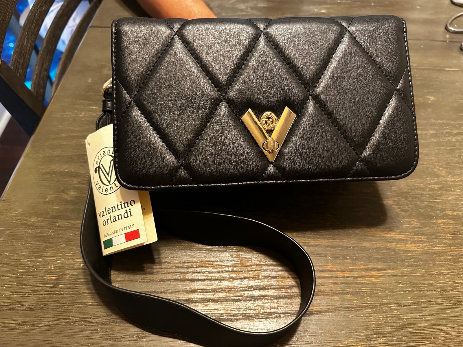 Valentino Orlandi black quilted diamond crossbody
