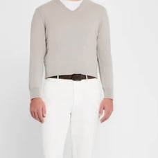 NWT Neiman Marcus 100% Pure Cashmere Pearl Gray Pullover V-Neck Sweater Size 2XL