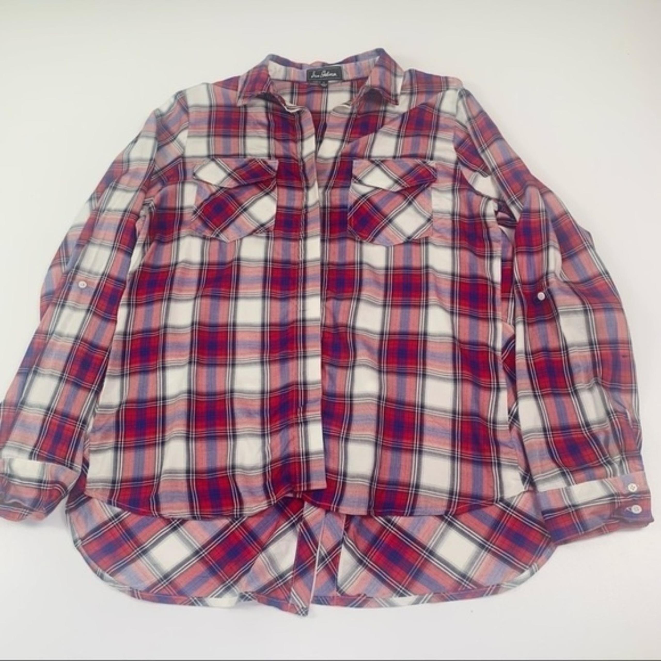 Sam Edelman Plaid Button Front shirt size Large