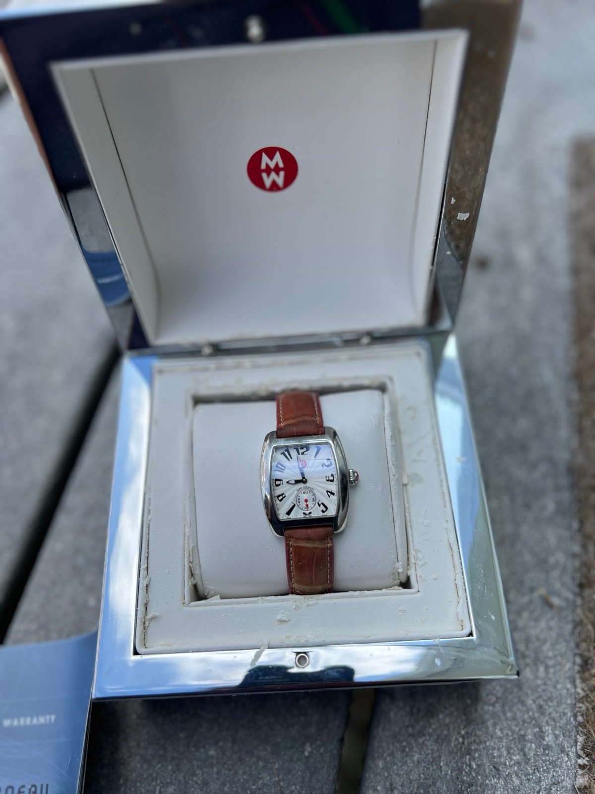 MICHELE Urban Mini Stainless Steel leather strap women’s watch