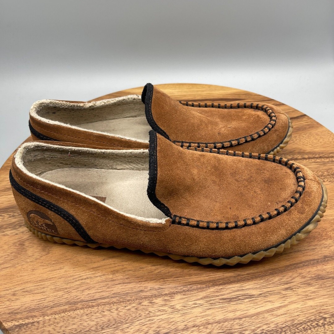 SOREL Dude Moc Mens Size 11 Brown Grizzly Bear Slipper Casual Loafers Slippers