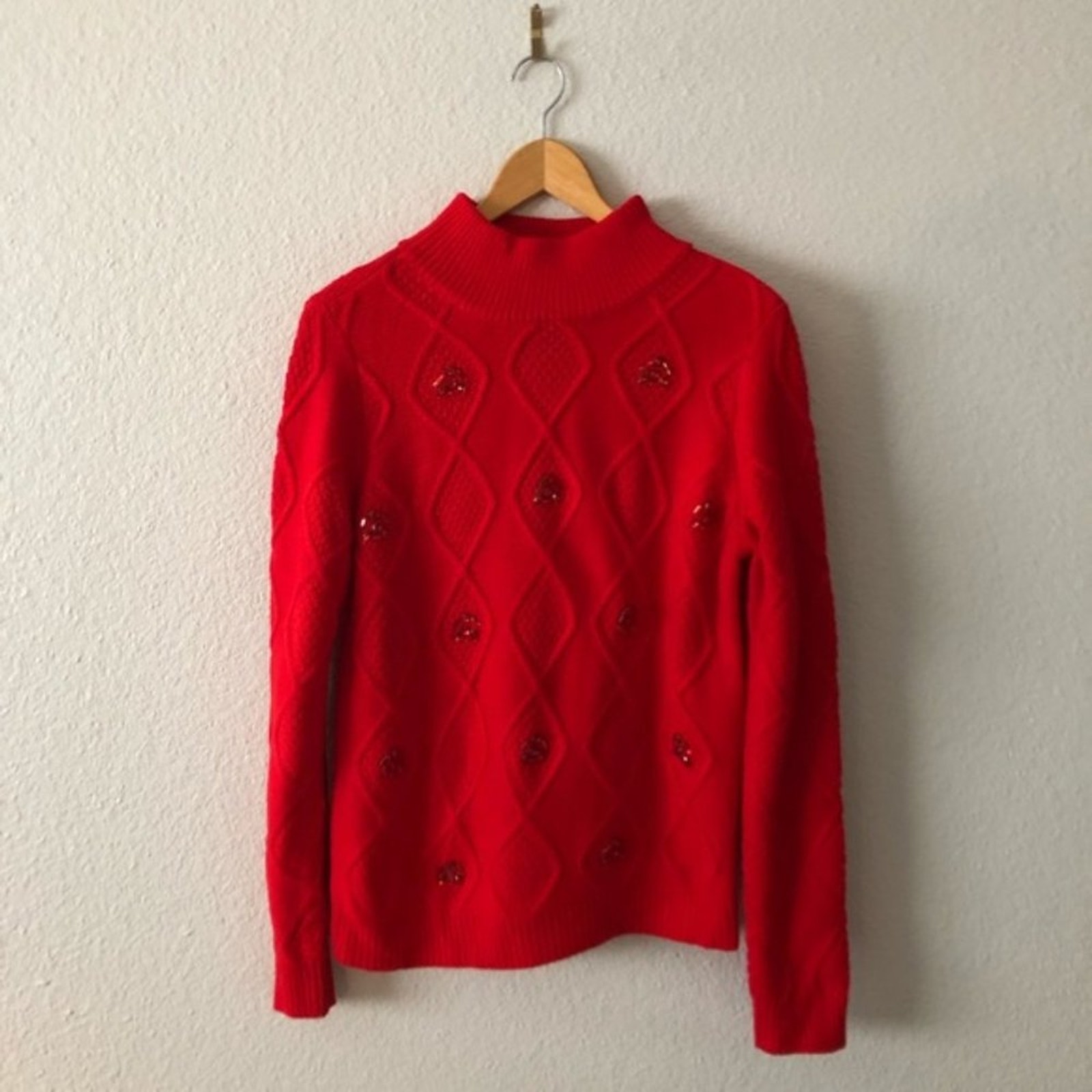 New York & Company Red Jeweled Sweater