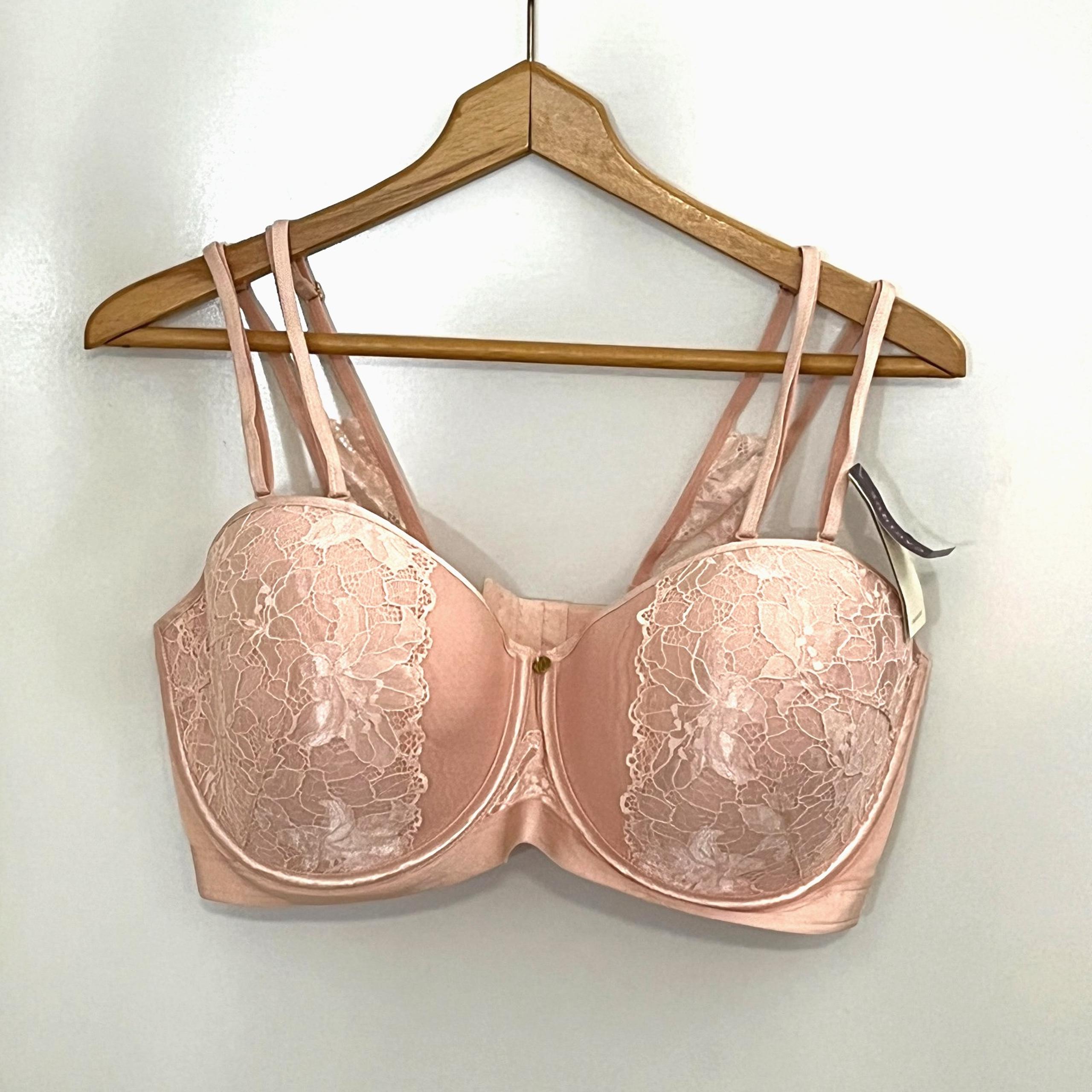 NEW Cacique Bare Solution Lightly Lined Lace Multi-Way Strapless Bra 40F Pink