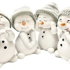 Set of 4 Christmas Decoration Decoration Figures Snowman White