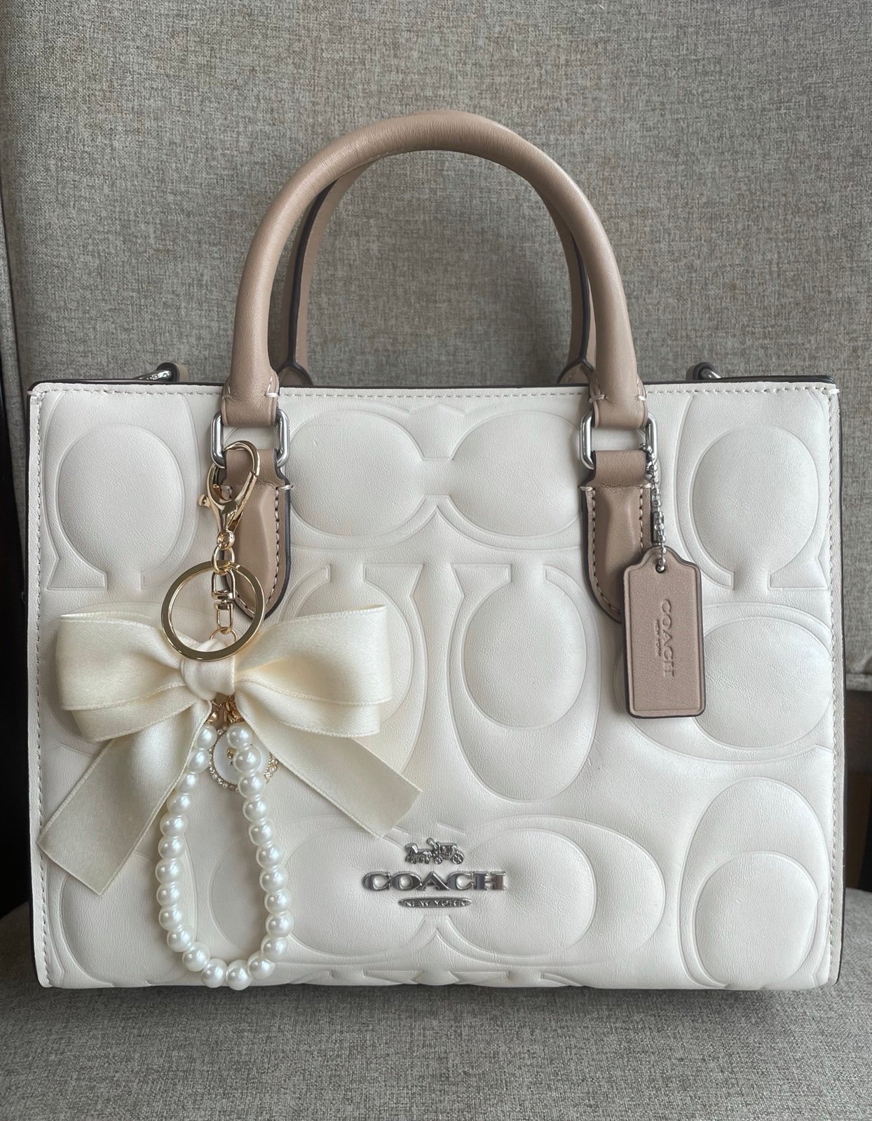 ‼️last one‼️NWT！COACH Maggie Small Tote Bag In Blocked Signature Leather（CY671）