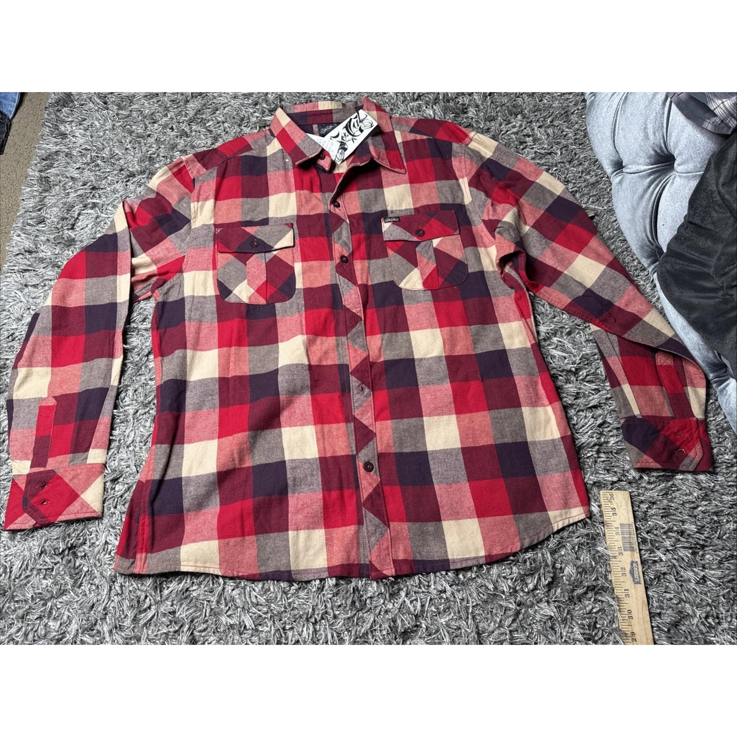 No Fear So Cal Shirt Mens 2XL Red Plaid Button Up Street Skater 90s Y2K