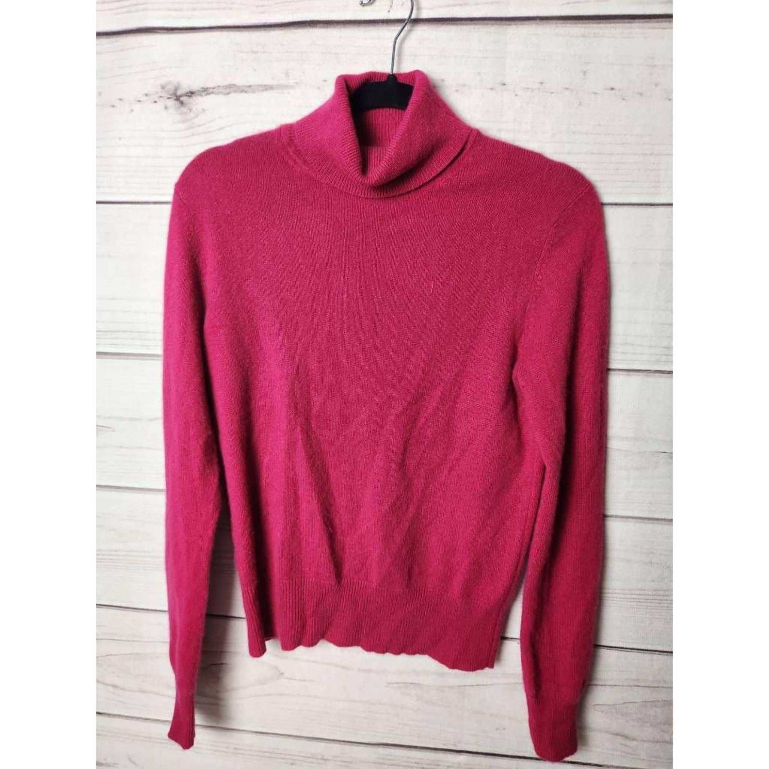 Lord & Taylor Womens Pullover Sweater Pink Long Sleeve Turtleneck S Cashmere