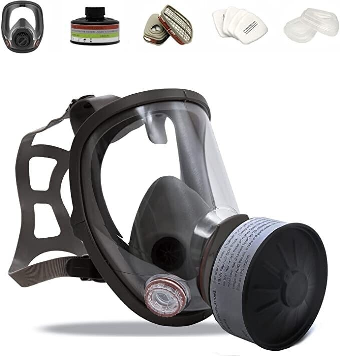 Full Face Reusable Respirator, Full Facepiece Carbon Air Filter for Industrial