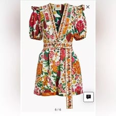 NWT Farm Rio Off-White Flowerful Sketch Romper Medium