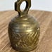Vintage Engraved Brass Claw Bell India Multicolor Enamel Floral Design