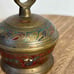 Vintage Engraved Brass Claw Bell India Multicolor Enamel Floral Design