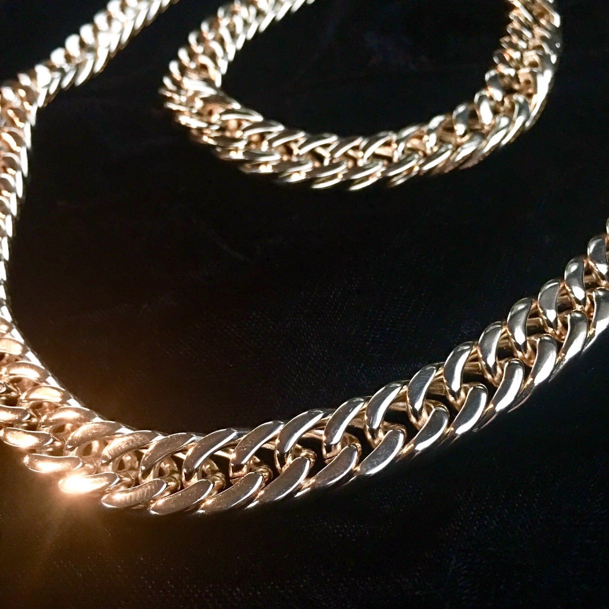 DOUBLE CUBAN LINK CHAIN 18K GOLD ITALY