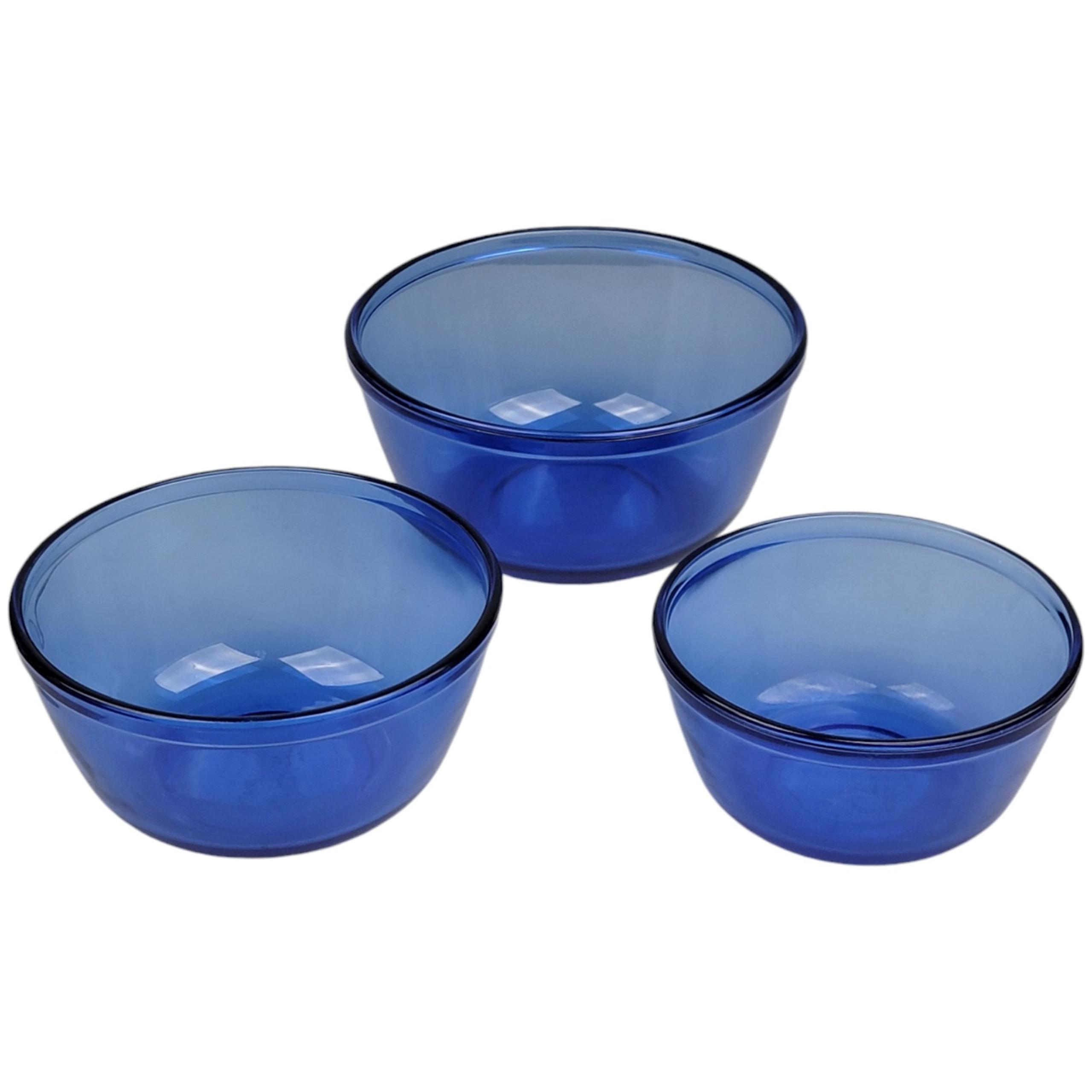 Anchor Hocking Ovenware Cobalt Blue Mixing Bowl Set - 1 QT, 1.5 QT, & 2.5 QT