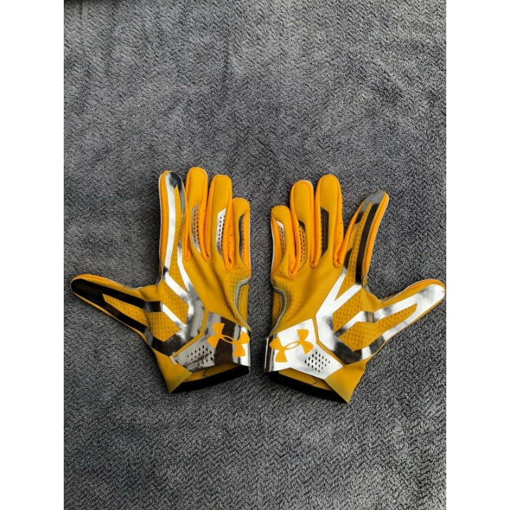 UNDER ARMOUR Yellow/Chrome SPOTLIGHT SPEEDFORM NFL FOOTBALL GLOVES -XXL MSRP 60