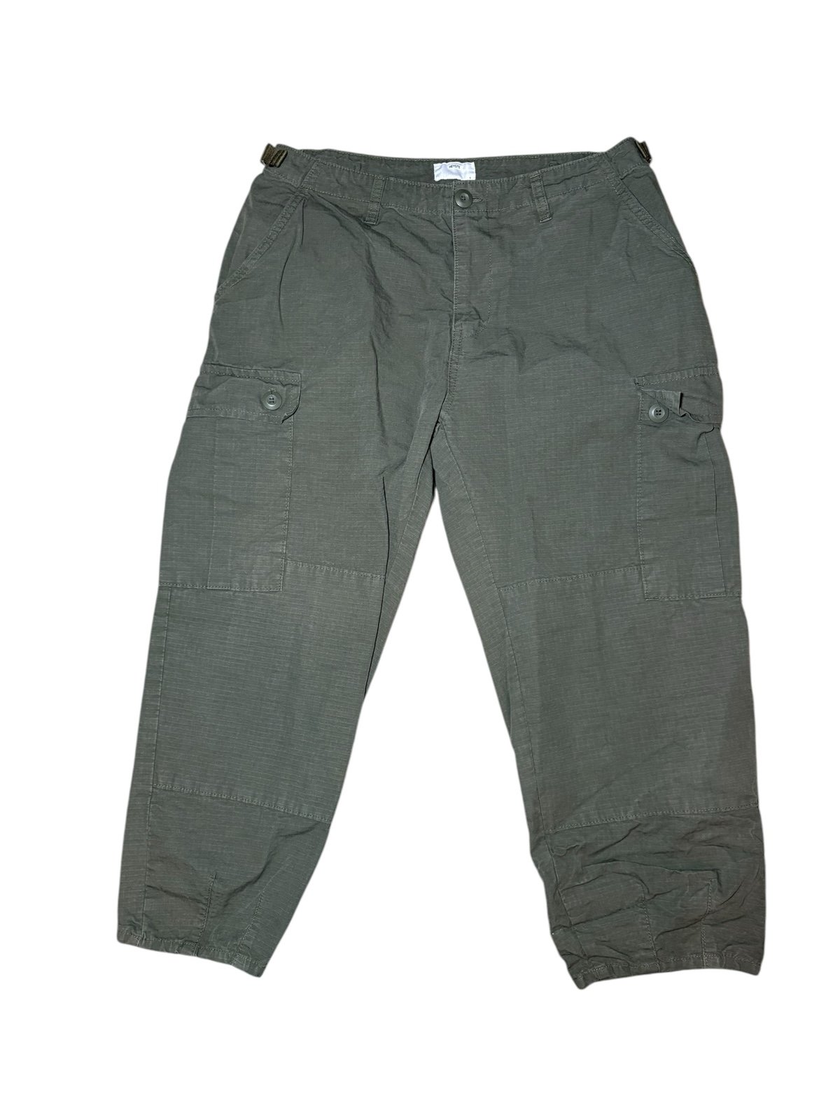 Heyste (Korea) Ripstop Cargo Pants Olive Green Croped Ankle Cotton
