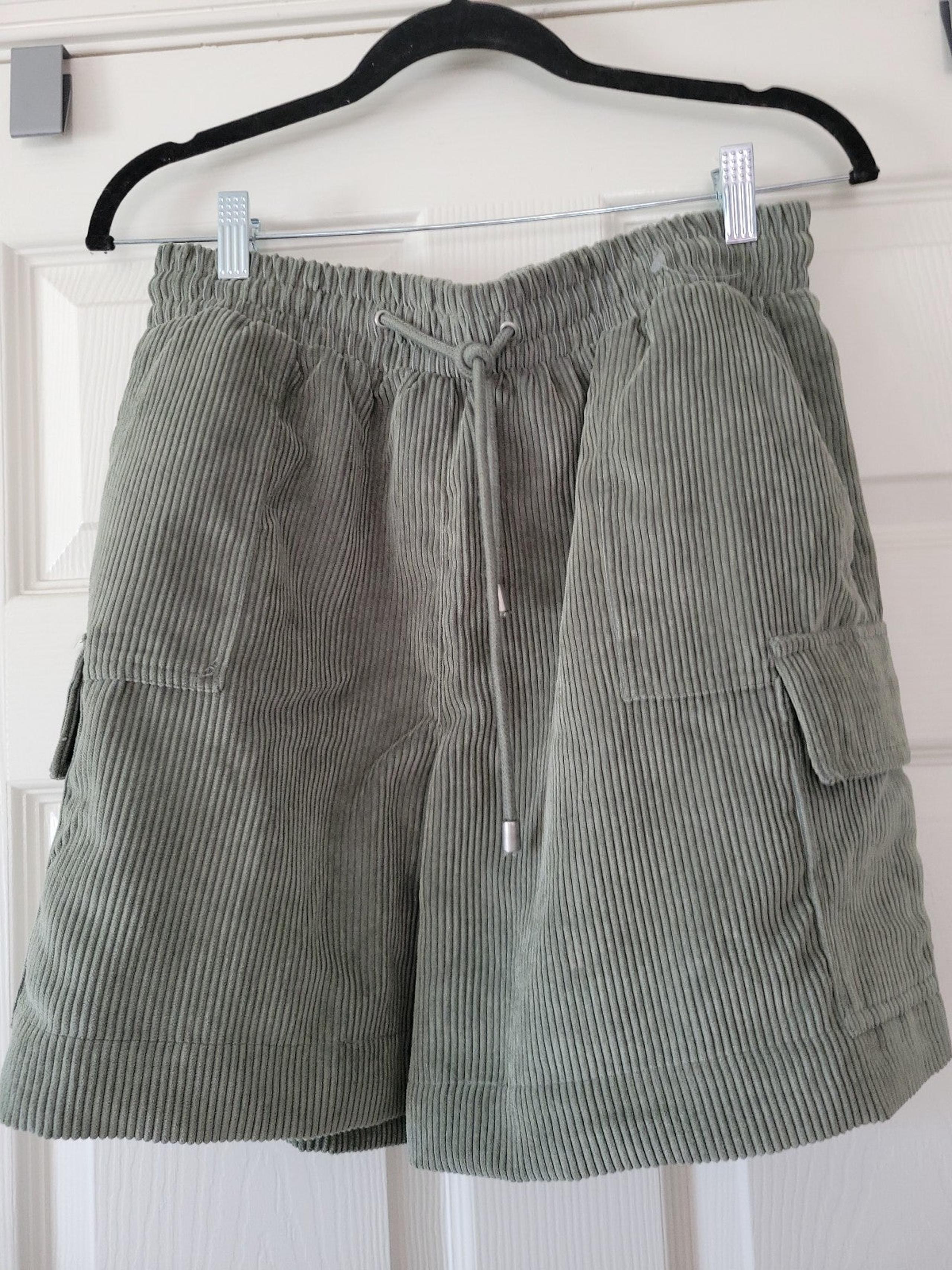 Angel Kiss Womens Dark Green Corduroy Cargo Elastic Waist
Drawstring Size Large