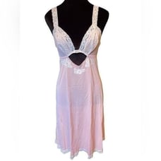 Vassarette Vintage 80s Barbie Pink Coquette Floral Lace Lingerie Slip Dress