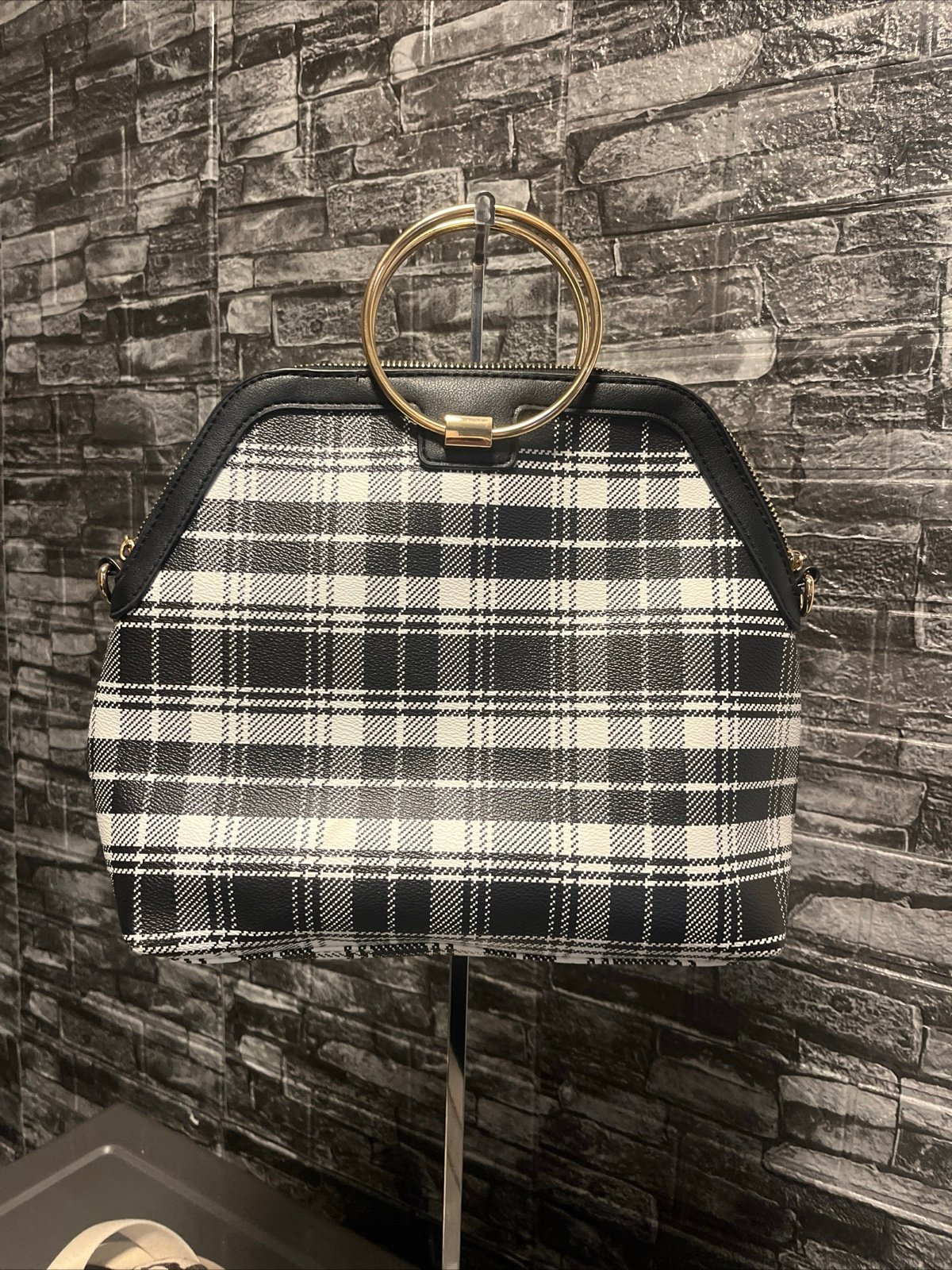 IMAN BLACK and white purse