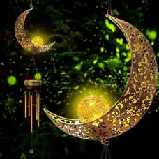 41 Solar Moon Wind Chimes LED Sun Powered Light Garden Decor Wind Bells Outdoor