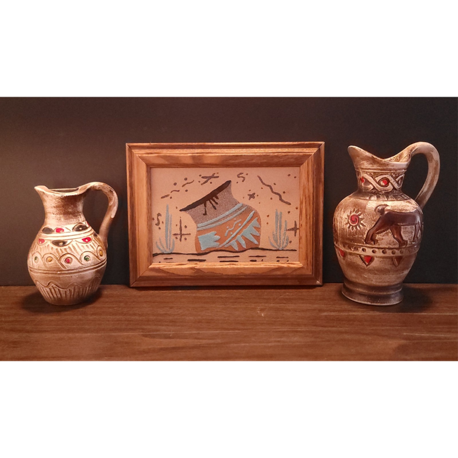 Vintage Native American Art & Pitchers Creamer Home Decor Navajo Healer Sand