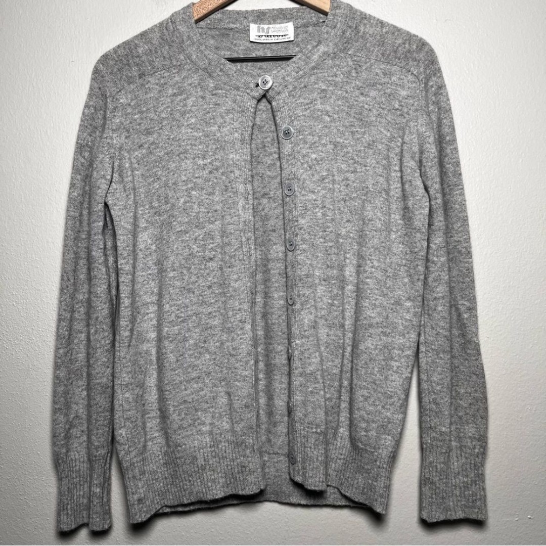 VTG 60s Dalton Hovland Swanson 100% Virgin Cashmere Cardigan Sweater Medium Gray
