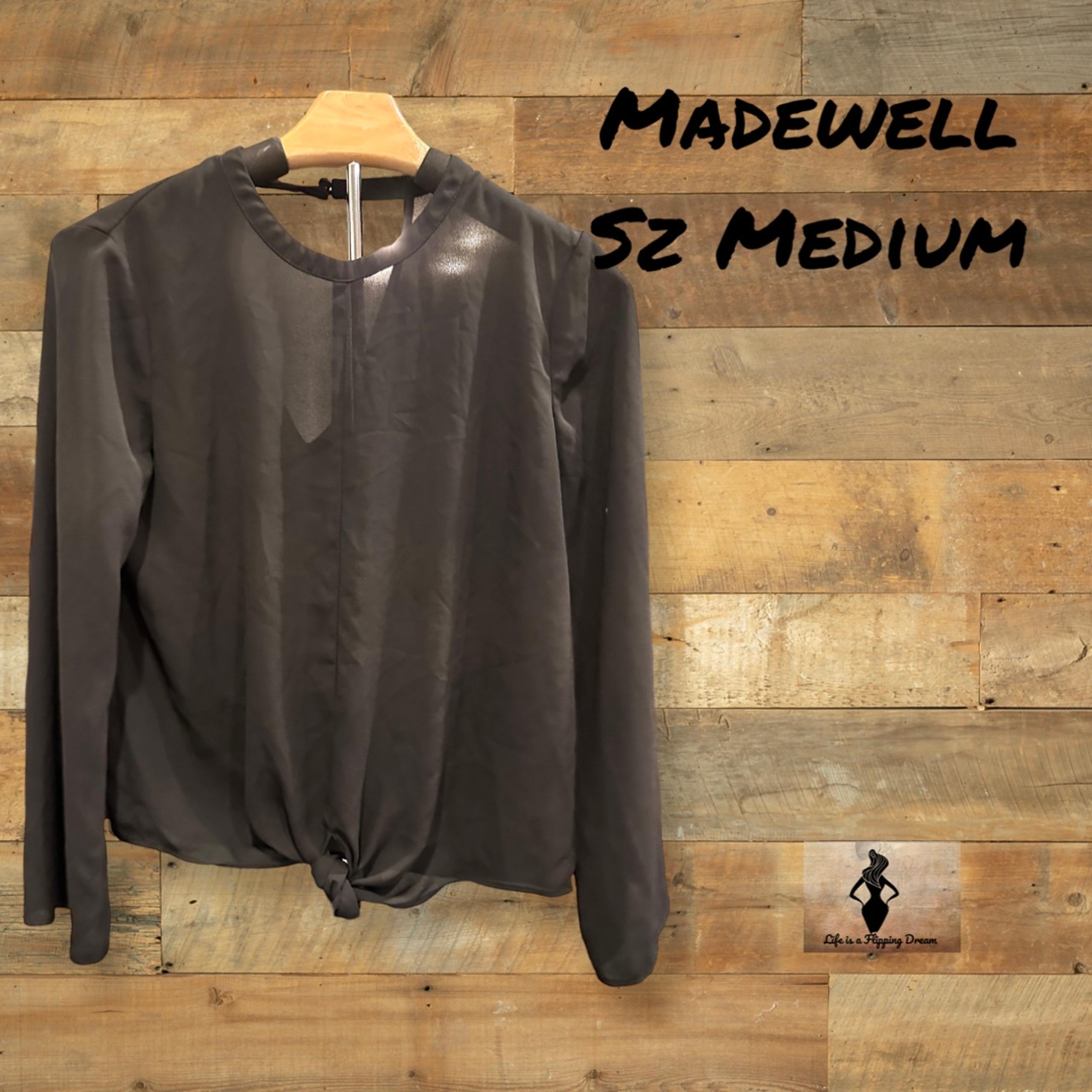 Madewell Women’s Sz Mediym Chiffon Tie Front Black Blouse