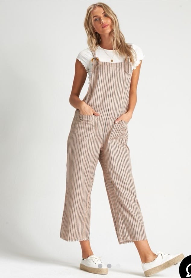 Billabong Run Wild Overalls Stripe Adjustable Straps Small Jumpsuit