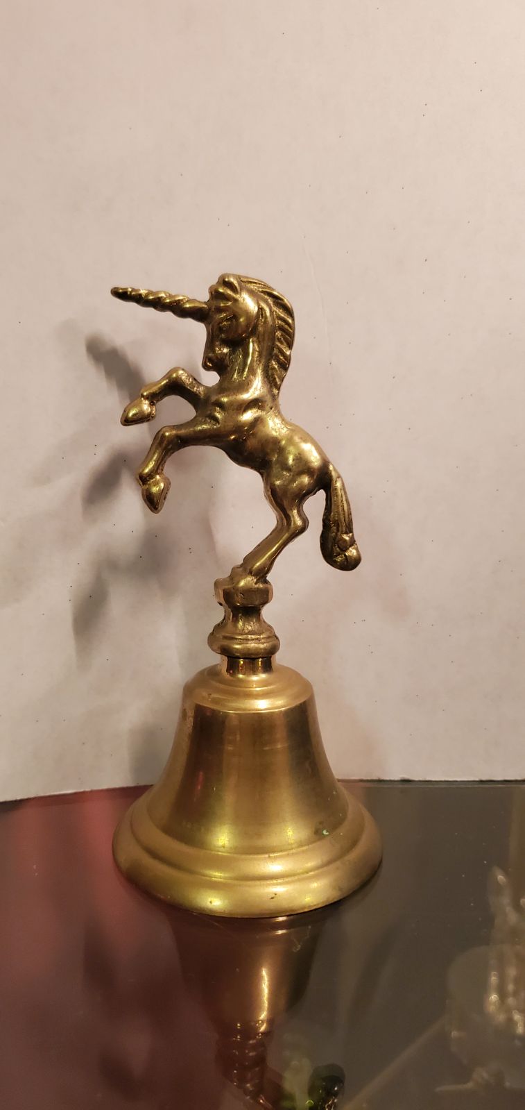 2 vintage brass bell unicorns