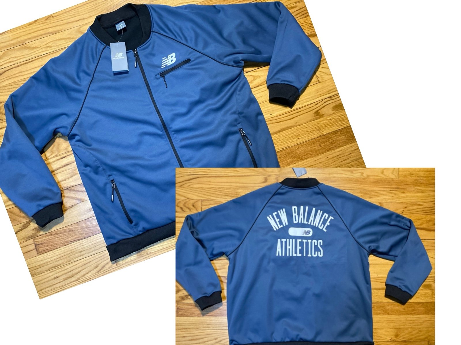 New Balance Log Back/front Blue & Black Full Zip Jacket Men’s Sz XL New!