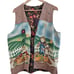 Vintage Fall Vest Womens Size XXL Brown Scarecrow Floral Handmade Irreversible