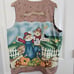 Vintage Fall Vest Womens Size XXL Brown Scarecrow Floral Handmade Irreversible