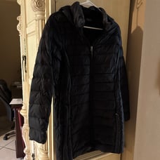Heat keep Women Long jacket size M side pockets/hoodie and bag