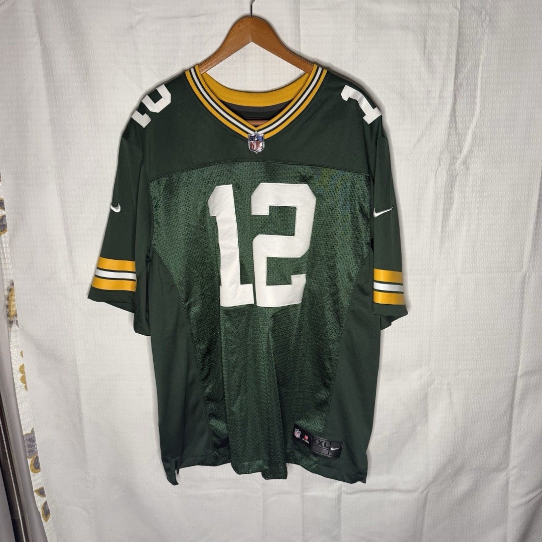 NFL On Field Aaron Rodgers Nike Jersey Green Bay Packers Stitched #12 Mens XXL